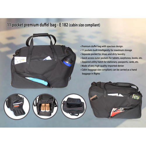 11pocket premium duffel bag (cabin size) Black