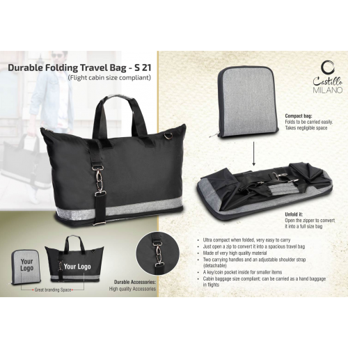 Durable Folding Travel Bag (Flight cabin size compliant - S21)