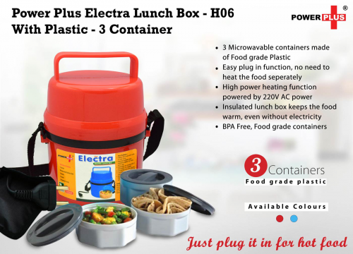 Power Plus Electra Lunch Box Plastic- 3 Container H06