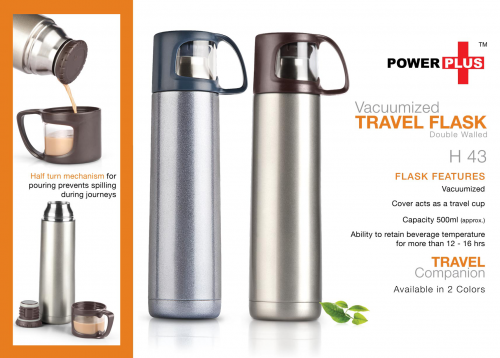 Power Plus Vacuumized travel flask (500 ml approx)-H43