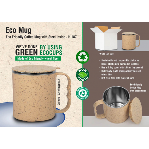 EcoMug: Eco Friendly Coffee mug with steel inside - H187