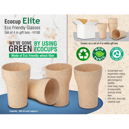Eco Cup Elite: Eco Friendly Glasses Set of 4 - H188