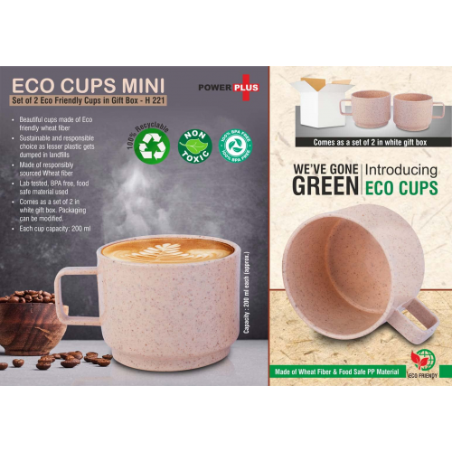 Eco cups mini: Set of 2 eco friendly cups - H221