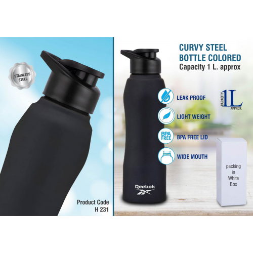 Curvy steel bottle Colored Capacity 1L - H231