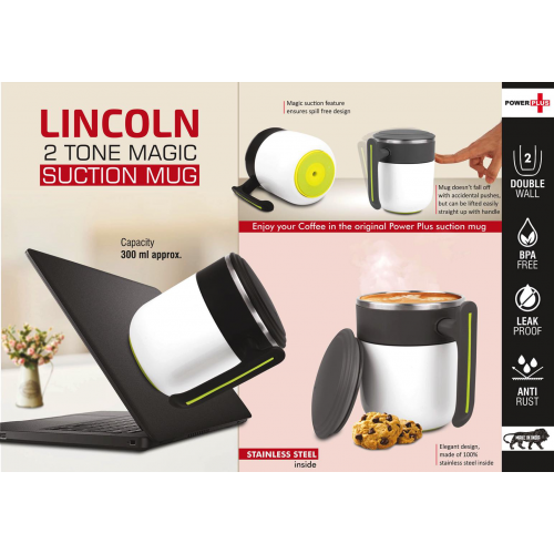 Lincoln : 2 Tone Magic Suction Mug with Stainless inside Leakproof - H251