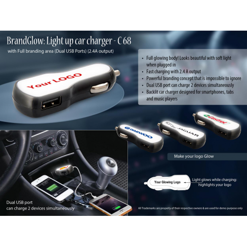 BrandGlow: Light up car charger -C68