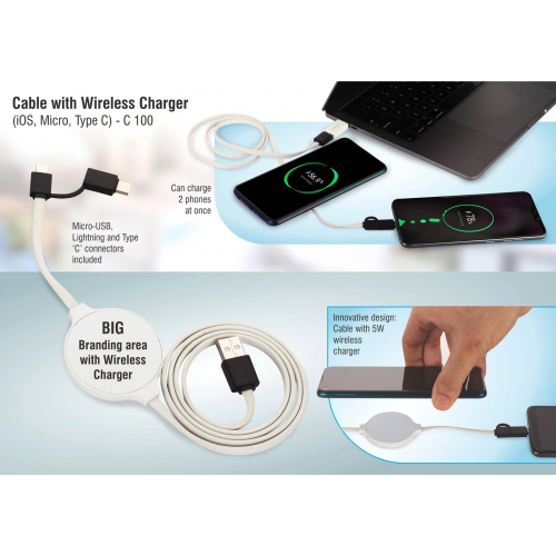 Cable with Wireless Charger - C100