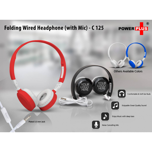 Folding Wired Headphone set (with Mic) - C125