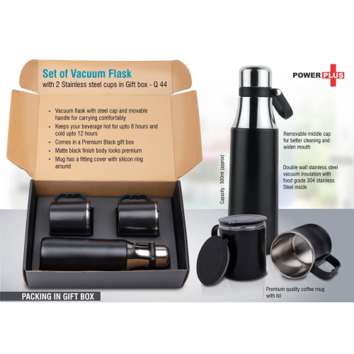 Set of Vacuum Flask with 2 Stainless steel cups in Gift box - Q44
