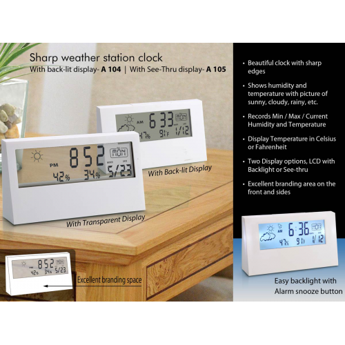 Sharp Weather Station Clock With Backlight - A104