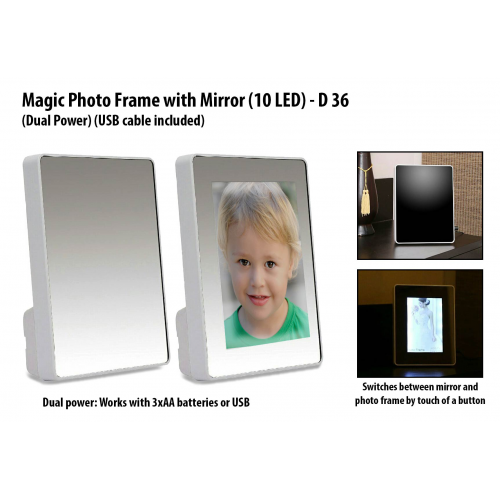 Magic Photo Frame with Mirror (10 LED) (Dual Power) (USBcable included) - D36