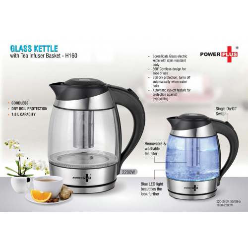 Glass Kettle with Tea infuser basket - H160
