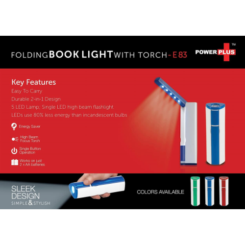 Power Plus Folding book light with torch - E83