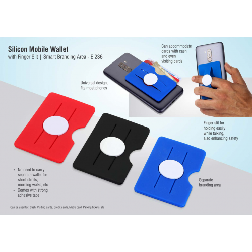 Silicon mobile wallet with finger slit - E236