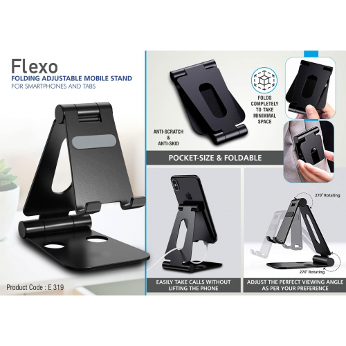 Flexo: Folding Metal Mobile Stand for Smartphones and Tabs - E319