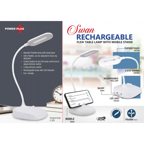 Rechargeable Flexi table lamp with Mobile stand - E320