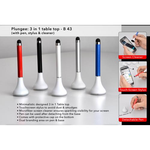 Plungee: 3 In 1 Table Top (Pen With Stylus And Cleaner) - B43