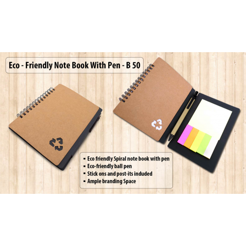 Eco Notebook With Pen And Sticky Pads - B50