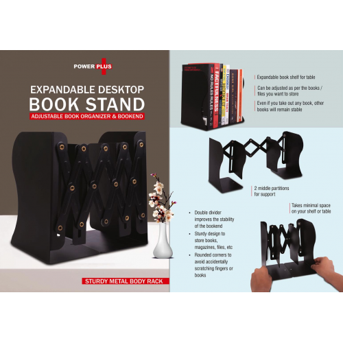 Expandable Desktop Book Stand Adjustable Book Organizer & Bookend Sturdy Metal body rack - E318