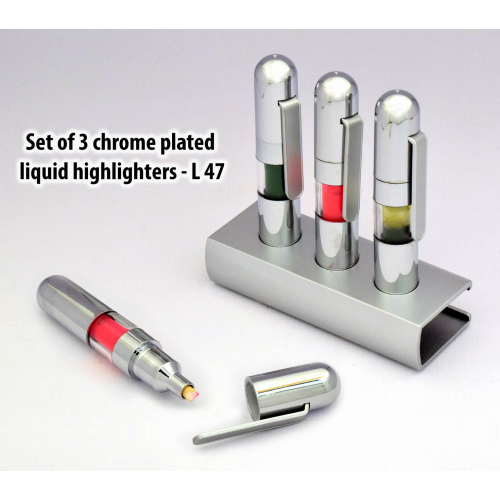 Set of 3 chrome plated liquid highlighters - L47