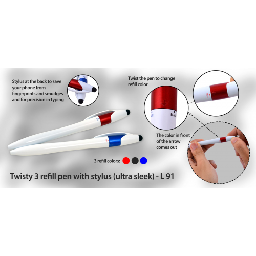 Twisty 3 refill pen with stylus (ultra sleek) - L91