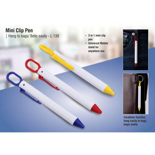 Mini clip pen hang to bags belts easily - L138