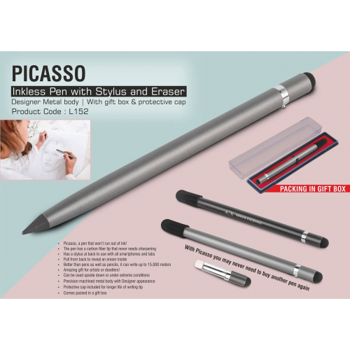 Picasso: Inkless Pen with Stylus and eraser Designer Metal body - L152