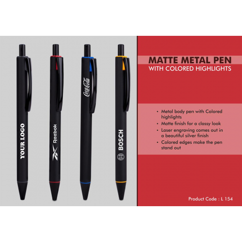 Matte Metal Pen with Colored highlights - L154