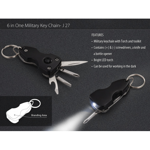 6 in 1 military keychain (with toolkit and torch) - J27
