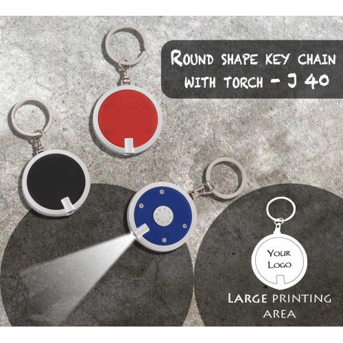 Round shape keychain with torch - J40