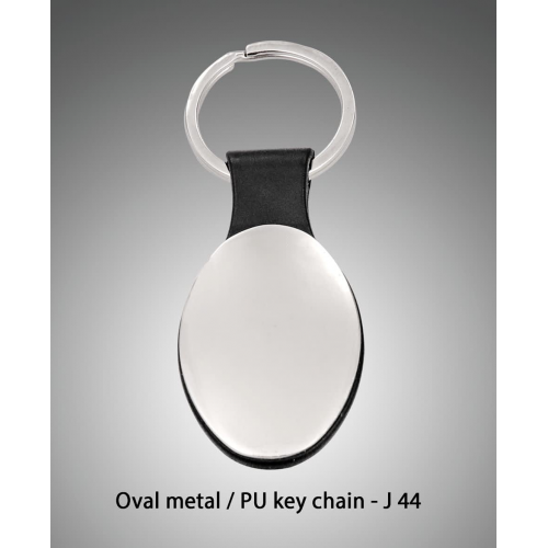Oval metal / PU keychain - J44