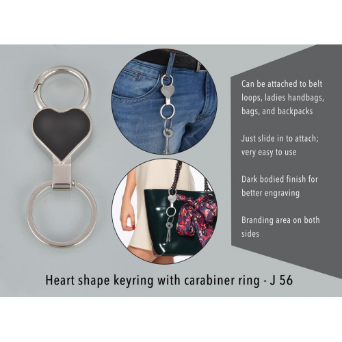 Heart shape keyring with carabiner ring - J56