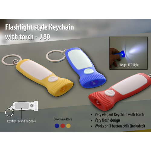Flashlight style keychain with torch - J80