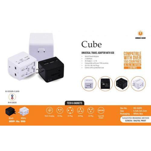 Cube Urban Gear UG-GA03 - Worldwide Travel Adapter with 2usb UG-GA03