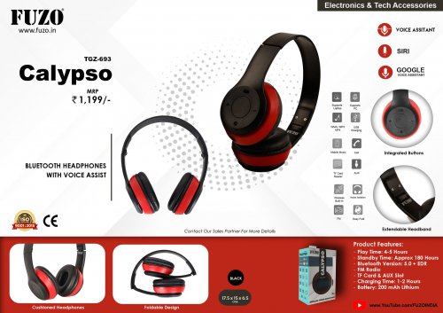 Fuzo Calypso bluetooth headphone with voice assistance