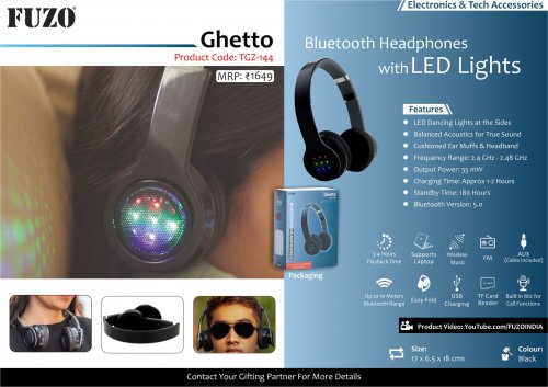 Fuzo Ghetto Bluetooth Headphone with LED lights
