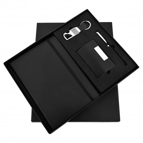 Black Elastic 4 in 1 Diary Pen card holder and Keychain set