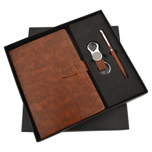 Textured Leather 3 in 1 Diary Pen and Keychain set