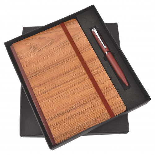 Dark wood Elastic Diary and Pen set