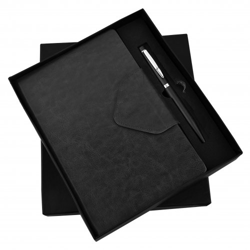 Black Flap Diary and Pen set