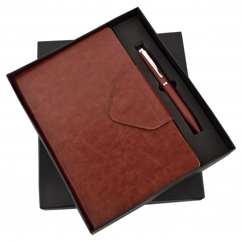 Brown Flap Diary and Pen set SR-142