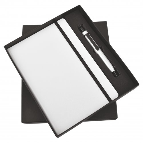 White Elastic Diary and Pen set