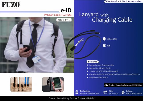 Fuzo e-ID Lanyard with charging cable