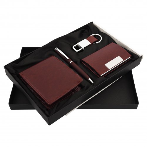 Estilo 4 in 1 Pen cardholder Keychain and wallet set Brown