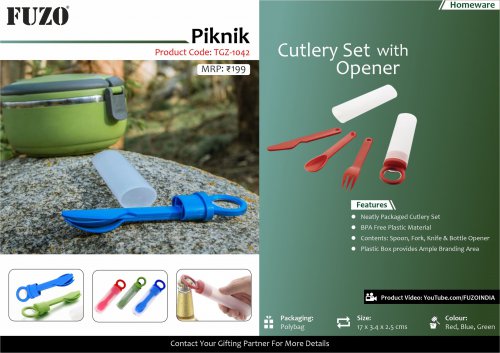 Fuzo Piknik Cutlery Set with Opener