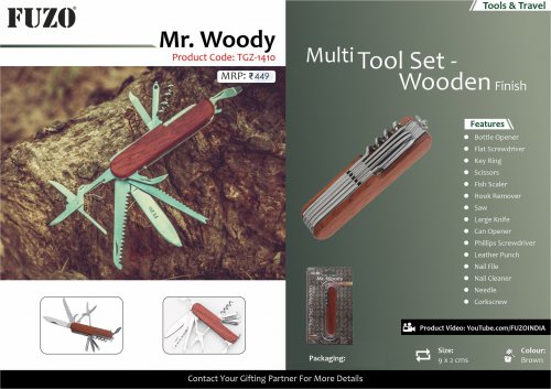 Fuzo Mr. Woody Multi-Tool Set: Wooden Finish