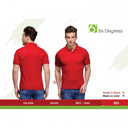 6 Degree regular fit Red T shirt