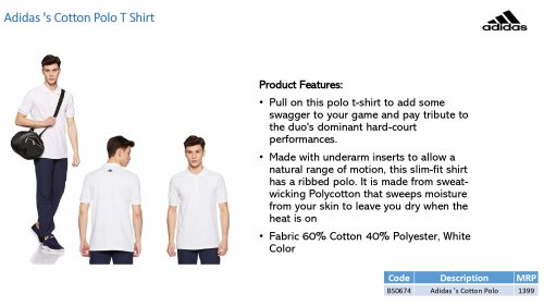 Adidas Cotton polo T shirt White BS0674