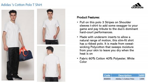 Adidas Cotton Polo T shirt BS0693 White