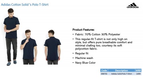 Adidas Cotton Polo T shirt S98755 Navy Blue